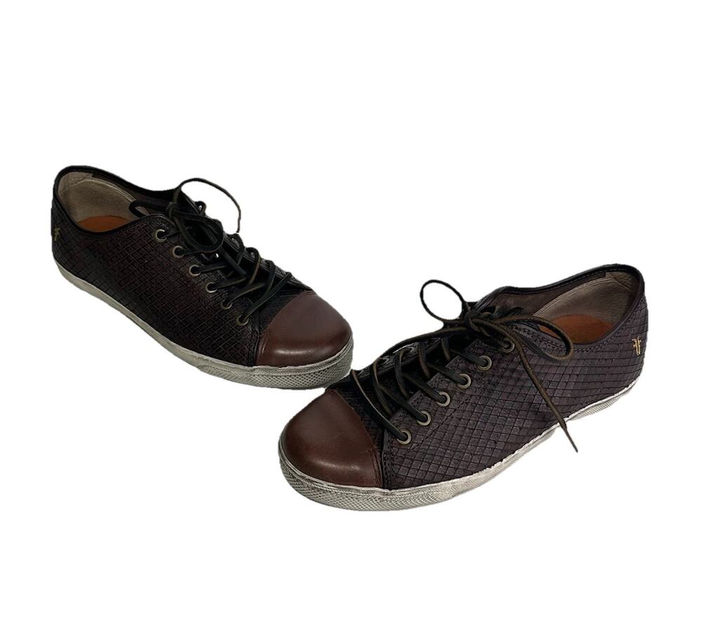 Frye Chambers Textured leather cap toes Brown Low Top Sneakers